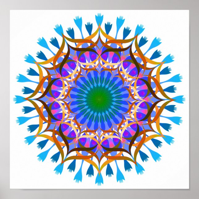 Mandala Damask Lotus Blume Lotus Poster (Vorne)