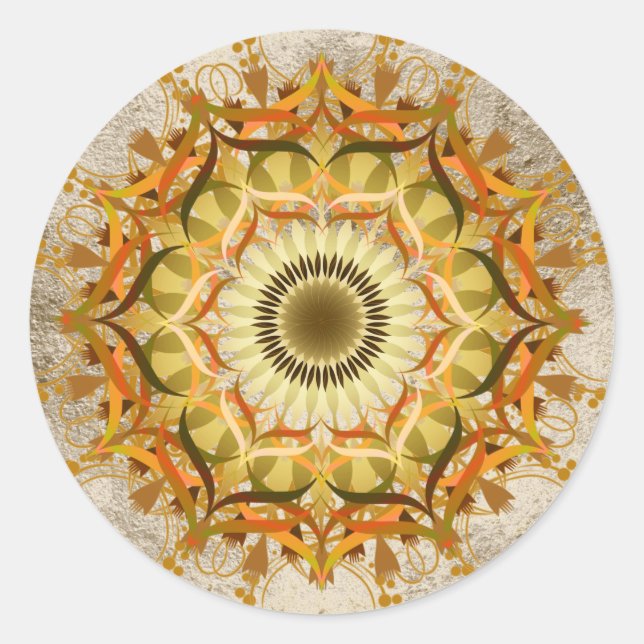 Mandala Damask Lotus Blume Lotus Runder Aufkleber (Vorderseite)