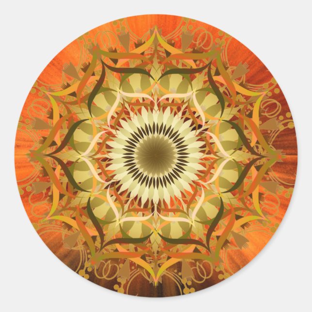 Mandala Damask Lotus Blume Lugano Highlights Runder Aufkleber (Vorderseite)