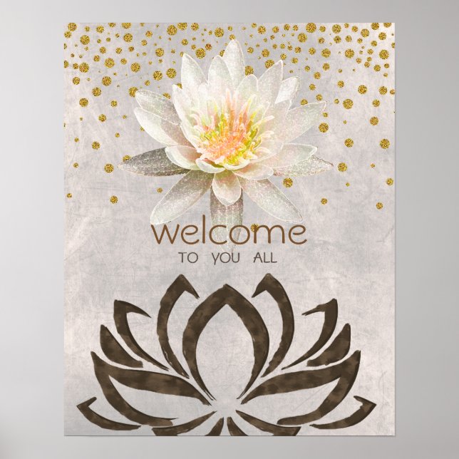 Mandala Damask Lotus Willkommen Yoga Meditation Poster (Vorne)