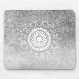 Mandala Damask Wasserfarbe Yoga Schwarz-Weiß Mousepad