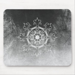 Mandala Damask Wasserfarbe Yoga Schwarz-Weiß Mousepad