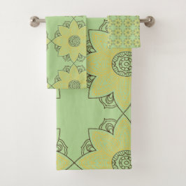 Mandala de fleurs vert et jaune