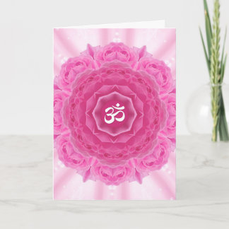 Mandala de roses, carte de voeux