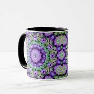 Mandala de tasse motif rond kaléidoscope rétro hip