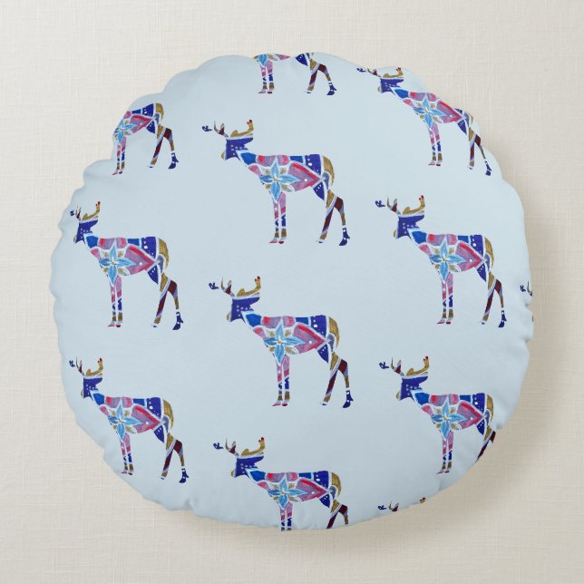 Mandala Deer Round-Wire-Kissen 41 cm Rundes Kissen (Vorderseite)