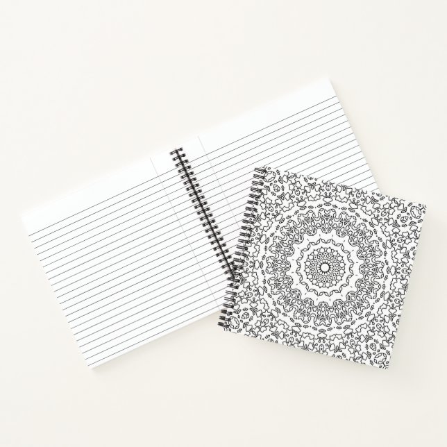 Mandala Dekoration Schwarz-weiße Ornamentik abstra Notizbuch (Innenseite)