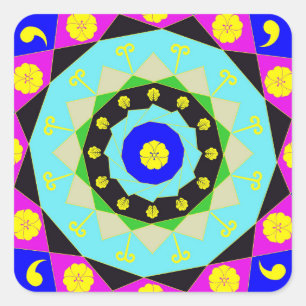 Mandala: Dekorativ Quadratischer Aufkleber