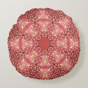Mandala der abstrakten Blume - nahtloses ethnische Rundes Kissen
