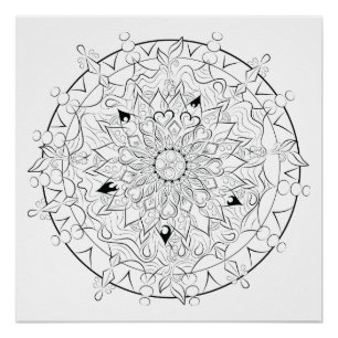 Mandala, der erwachsenen Farbton zeichnet Poster