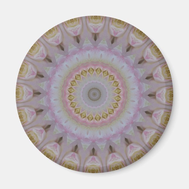 Mandala der gelben Rosen Magnet (Vorne)