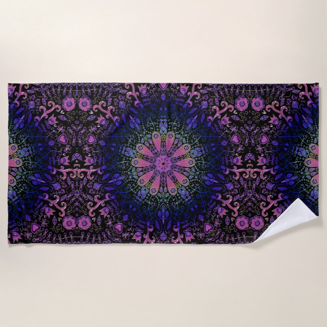 Mandala der Tapisserie-Krawatte-Dy Strandtuch (Vorderseite)