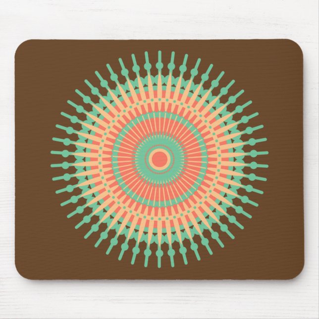 Mandala Design grün, orange indisch Mousepad (Vorne)
