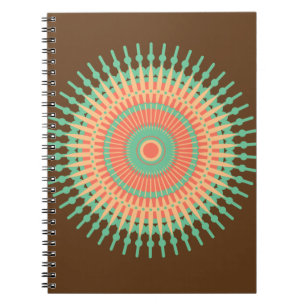 Mandala Design grün, orange indisch Notizblock