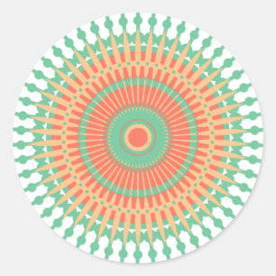 Mandala Design grün, orange indisch Runder Aufkleber