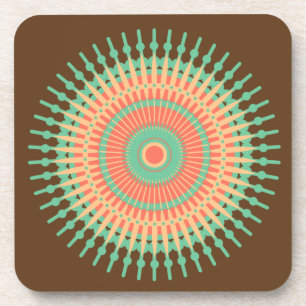 Mandala Design grün, orange indisch Untersetzer