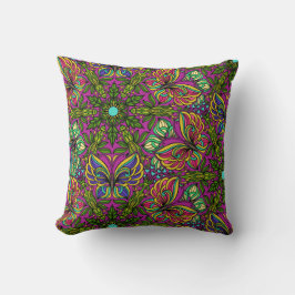Mandala Design in reichen Juweliertönen Kissen