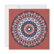 Mandala Design in Rot und Blau Einladung