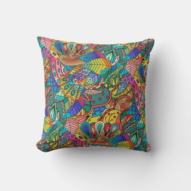 Mandala Design, Multicolor Retro 60er Kissen (Vorderseite)