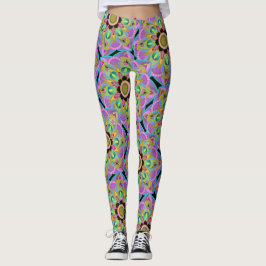 Mandala Design, Neon Blume Power! Leggings