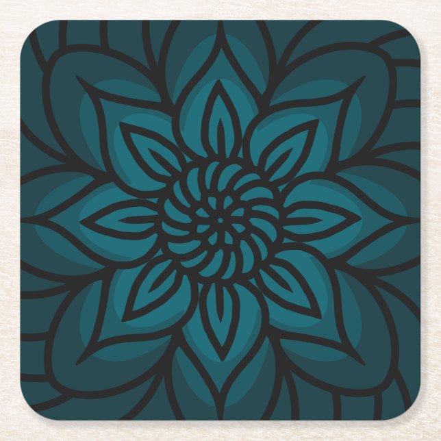 Mandala Design Paper Coaster Rechteckiger Pappuntersetzer (Vorderseite)