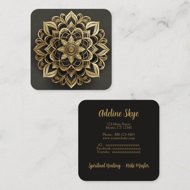 Mandala Design Quadratische Visitenkarte (Vorne/Hinten)