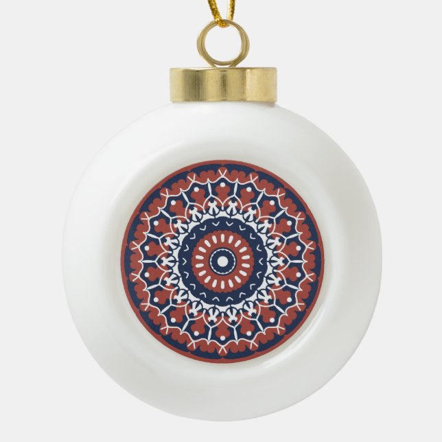 Mandala Design Snowflake Gerahmte Ornament (Vorderseite)