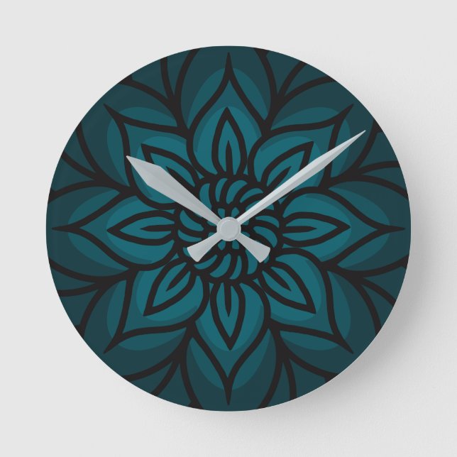 Mandala Design Wall Clock Runde Wanduhr (Vorderseite)