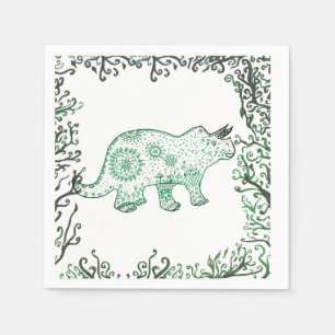 Mandala-Dinosaur-Papier-Servietten Serviette