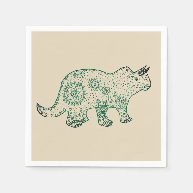 Mandala Dinosaur, Triceratops Paper Napkin Serviette (Vorderseite)
