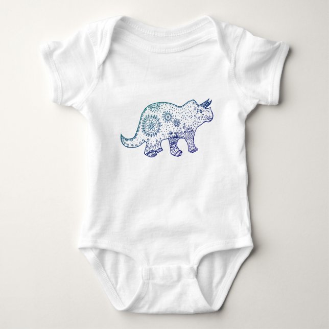Mandala Dinosaur Zeichnend Baby Bodysuit Baby Strampler (Vorderseite)
