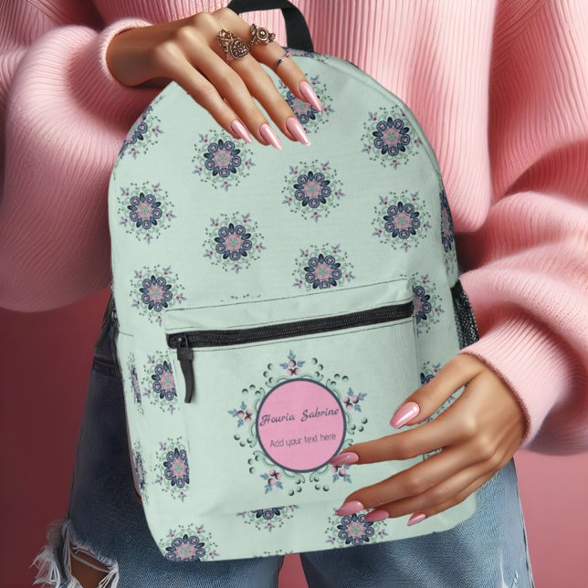 Mandala Doodles ist ein modernes türkisfarbenes Ro Bedruckter Rucksack (Von Creator hochgeladen)