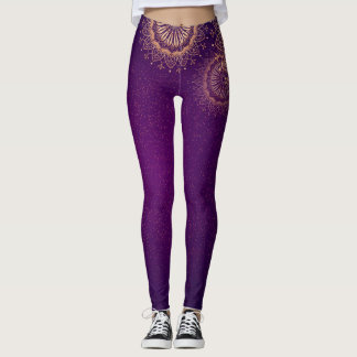 mandala doré violet Leggings