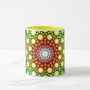 Mandala Dot Fractal Hippie Trippie Dog Mug
