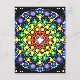 Mandala Dot Fraktal Retro Hippie Trippy Dots Postkarte