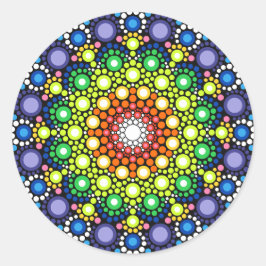 Mandala Dot Fraktal Retro Hippie Trippy Dots Runder Aufkleber