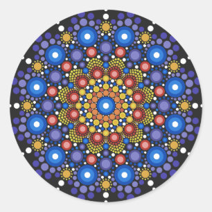 Mandala Dot Fraktal Retro Hippie Trippy Dots Runder Aufkleber