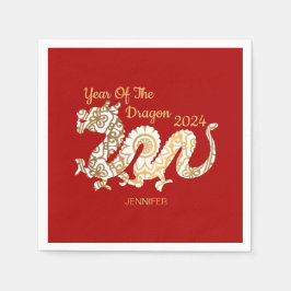 Mandala Dragon 2024 Chinesischer Neujahrsroter Serviette