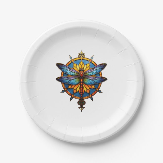 Mandala Dragonfly Luminous Sacred Geometry Spiritu Pappteller (Vorderseite)