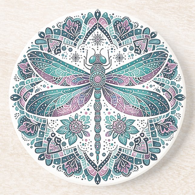 Mandala Dragonfly Sandstone Untersetzer (Vorne)