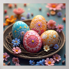 Mandala Egg - Intricate Boho Floral Design Poster