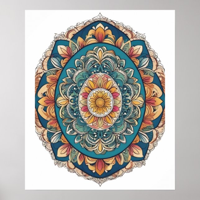 Mandala Egg - Intricate Boho Floral Design Poster (Vorne)