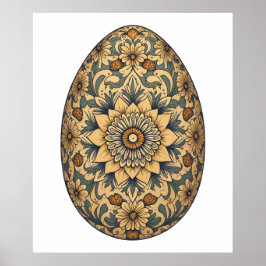 Mandala Egg - Intricate Boho Floral Design Poster