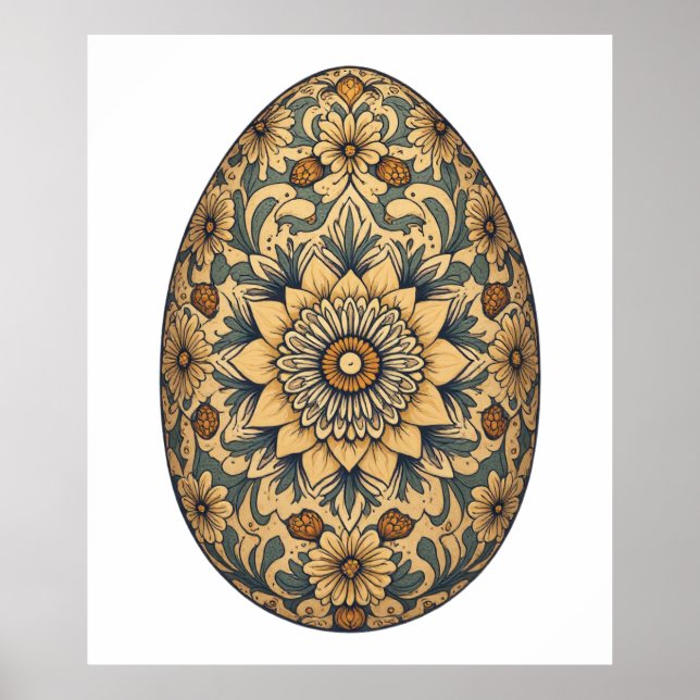 Mandala Egg - Intricate Boho Floral Design Poster (Vorne)