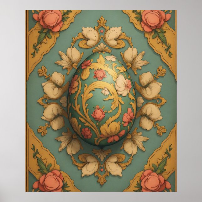 Mandala Egg - Intricate Boho Floral Design Poster (Vorne)