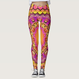 Mandala - ein Bett der Rosen mit Ziegeln gedeckt Leggings