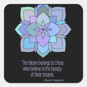 Mandala Eleanor Roosevelt Beauty Quote Quadratischer Aufkleber