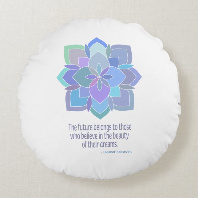 Mandala Eleanor Roosevelt Beauty Quote Rundes Kissen (Vorderseite)