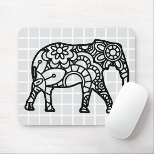 Mandala-Elefanten-Raster-Mauspad Mousepad