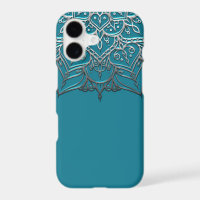 Mandala élégant minimal marocain bleu-vert et arge